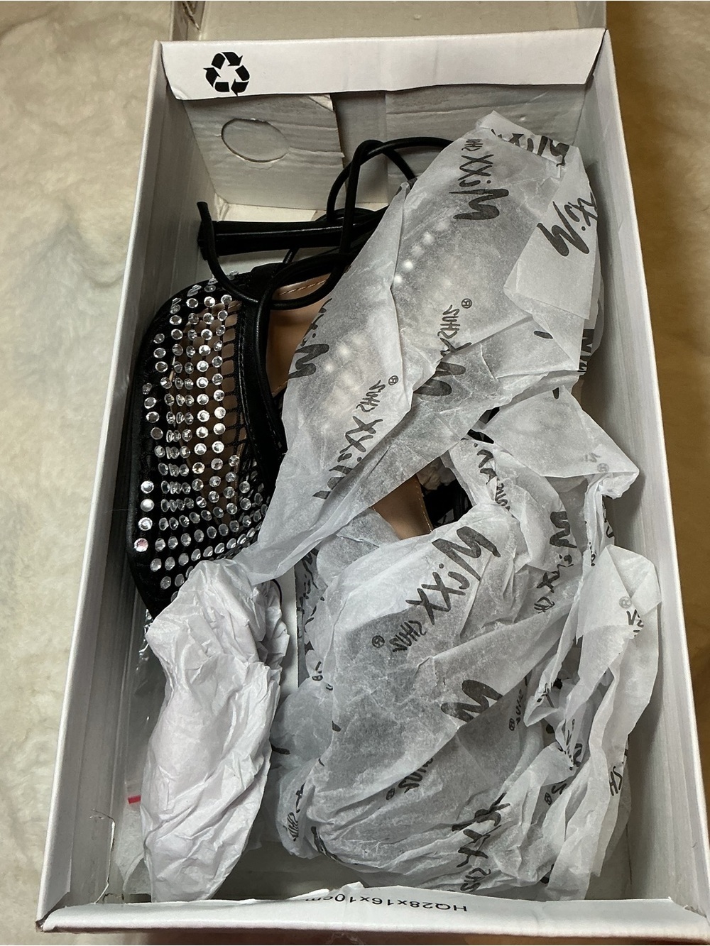 Mixx Shuz Black Crystal Lace-Up Stiletto Pumps - Picture 7 of 7